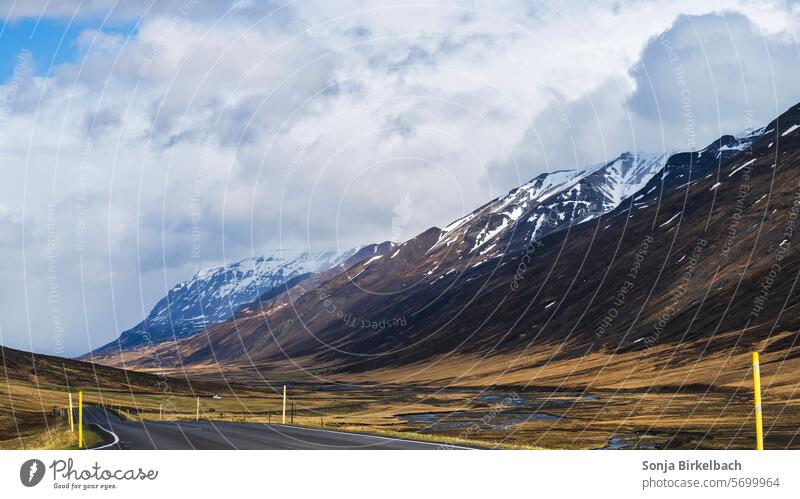To the horizon - always heading north N1 Belt highway Iceland Icelandic Landscape Nature Mountain Exterior shot Rock Vacation & Travel Clouds Volcanic Lava