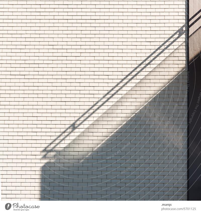 balcony Spring Summer Shadow Wall (barrier) shadow cast long shadow Balcony rail White Beautiful weather Light and shadow Facade Exceptional obliquely dwell