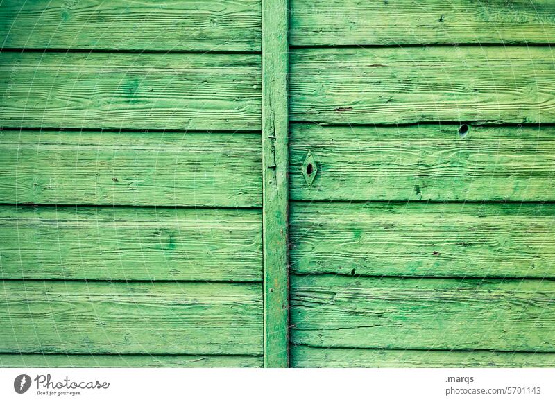 Green wooden gate Wooden wall Structures and shapes Wall (building) Old Close-up Wooden board Wooden hut Wooden gate Lock Closed Entrance Goal Safety Simple