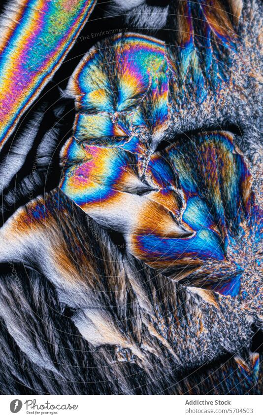 Abstract iridescent crystal texture in vibrant colors abstract close-up pattern mesmerizing visual engaging vivid shimmer rainbow reflection macro mineral