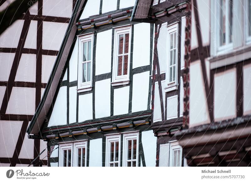 Half-timbered houses in the Sauerland half-timbered Old Old town Historic Architecture Town History of the Wooden structure lines Lines and shapes cityscape
