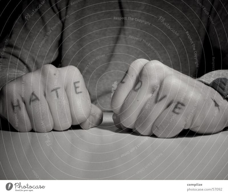 love & hate Table Loudspeaker Man Adults Mouth Facial hair Hand Fingers Tattoo Love Brash Rebellious Anger Brave Watchfulness Fear Respect Aggravation Force