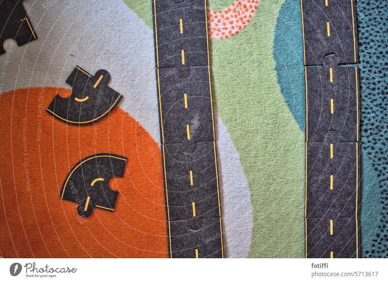 Getting around the bend | Play carpet with road felt tiles Street Playing Car Build Transport Driving Mobility Rebuild Rethink turnaround variegated Puzzle