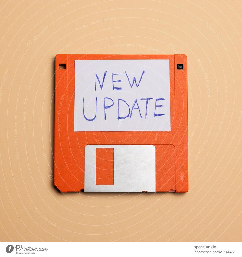 New Update Diskette Old Nostalgia Plastic Retro Technology Media Record Archaic Old fashioned Storehouse update