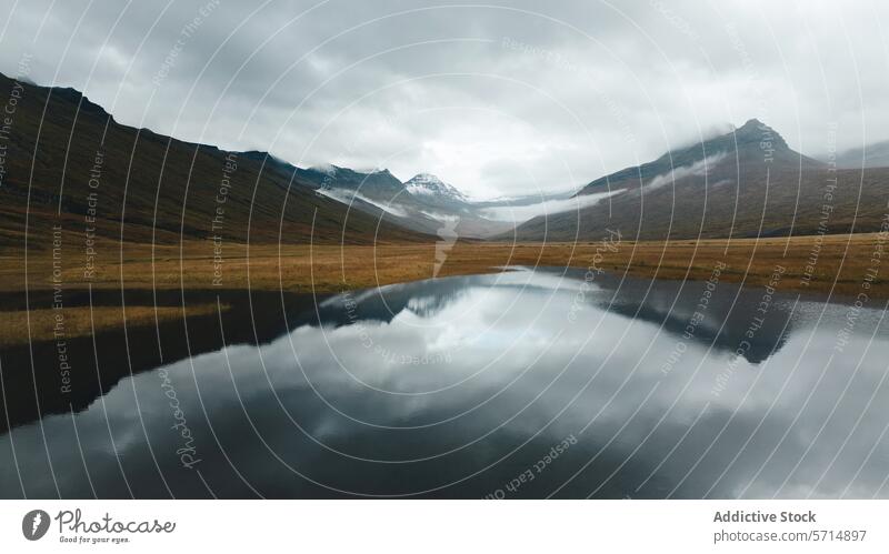 Generated image iceland landscape mountain water reflection valley tranquility serene mist nature scenic travel destination wilderness outdoor beauty calm