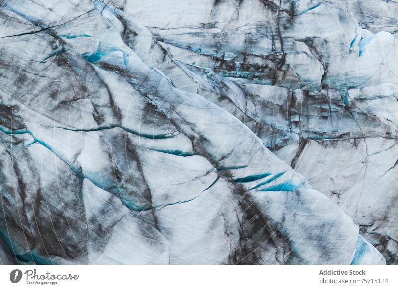 Glacial textures and blue crevasses at VatnajÃ¶kull National Park glacier aerial view vatnajÃ¶kull national park iceland pattern textured natural scenic