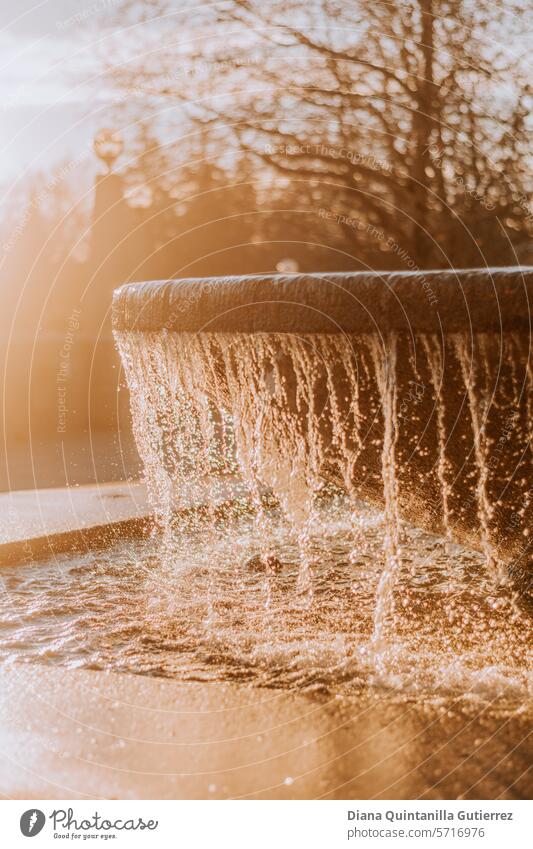 Fountain, Water Fountain, Sunset Fountain, Stone, Downtown Sunset Water fountain waters Fresh Summer