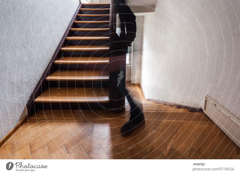 Sometimes I'm only half human Stairs Staircase (Hallway) Landing Human being Movement motion blur Stress Date 1 Old building Silhouette Speed Adults Dynamics