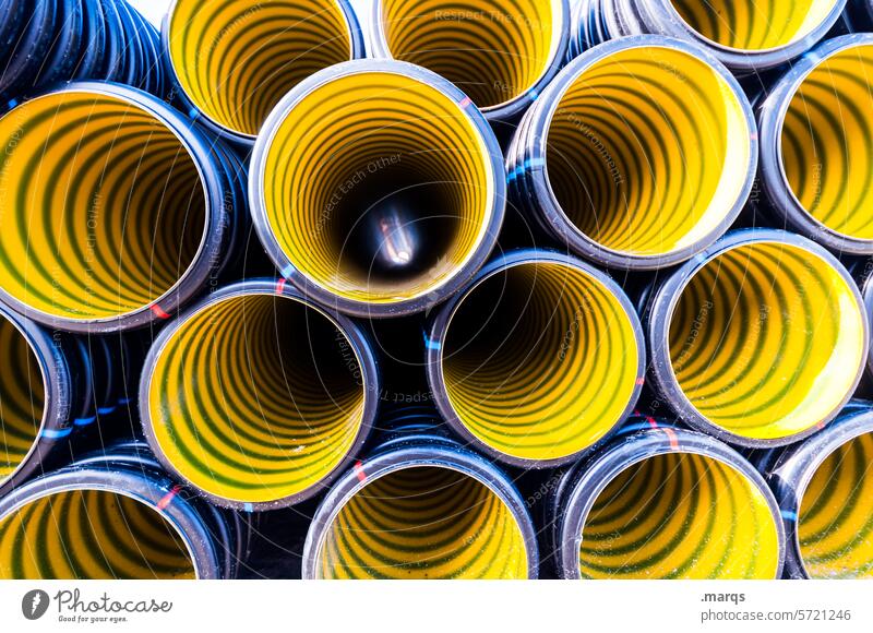 full pipe Structures and shapes Pipe Construction site Conduit Arrangement Build Plastic Industry Craft (trade) Round Work and employment Close-up Many Stack
