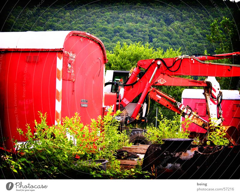 Construction industry in economic crisis Construction site Site trailer Excavator Loneliness Stagnating Economy Short-time work Green pastures Economic cycle