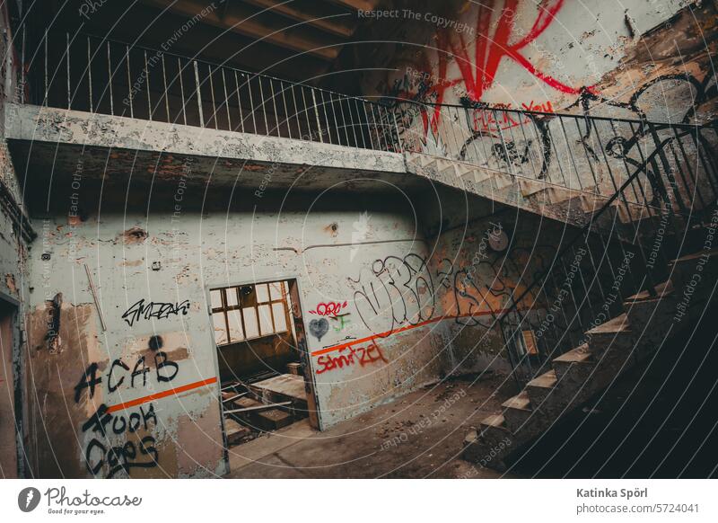 Staircase of a lost place lost places lostplace urban urbanexplorer Hall Halls Ruin Ravages of time Derelict Transience Apocalyptic sentiment Decline Building