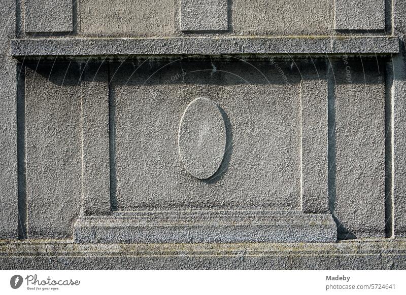 Decoration and ornamentation on the gray façade of the Villa Beermann at the LWL-Museum Ziegelei Lage near Detmold in East Westphalia-Lippe Location Brickyard