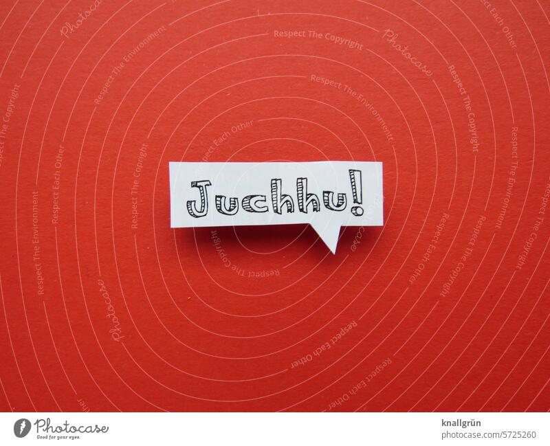 Whoopee! jubilation Text fortunate Lively Happiness Joy yoo-hoo Copy Space White Red Typography Characters Moody Emotions Joie de vivre (Vitality) Word