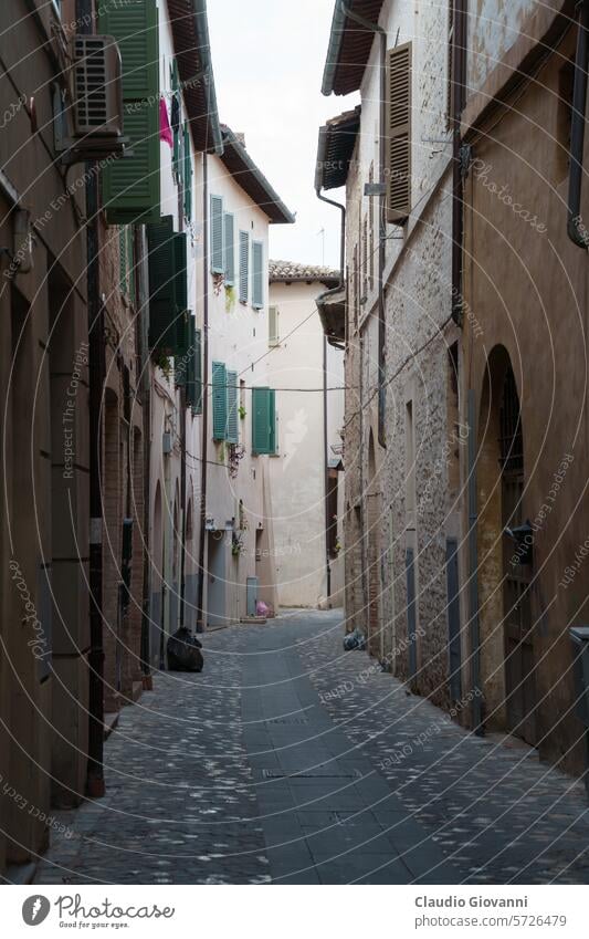 Historic buildings of Foligno, Umbria, Italy Europe Marche Perugia alley architecture city cityscape color exterior historic house old outdoor photography