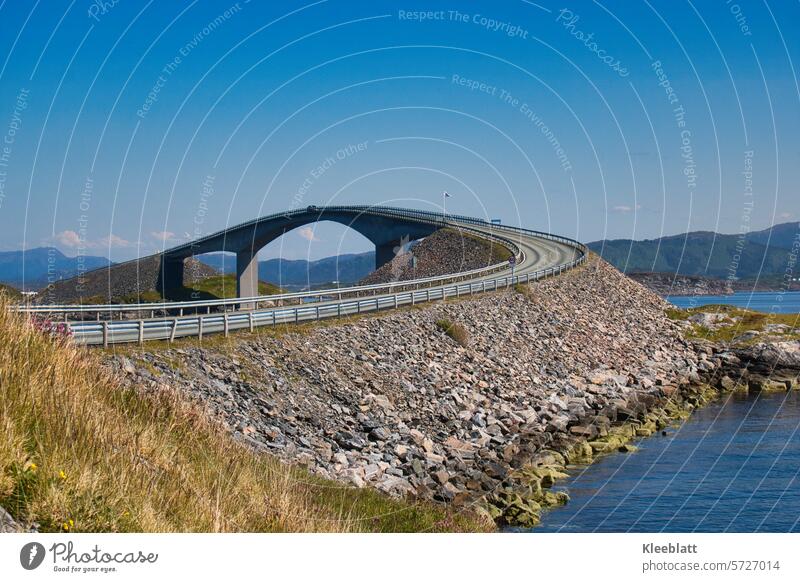 View of the Storseisund Bridge - The Atlantic Road (Atlanterhavsveien) Atlantic Ocean Norway Street Threat Fantastic changed Vacation & Travel stormy Island