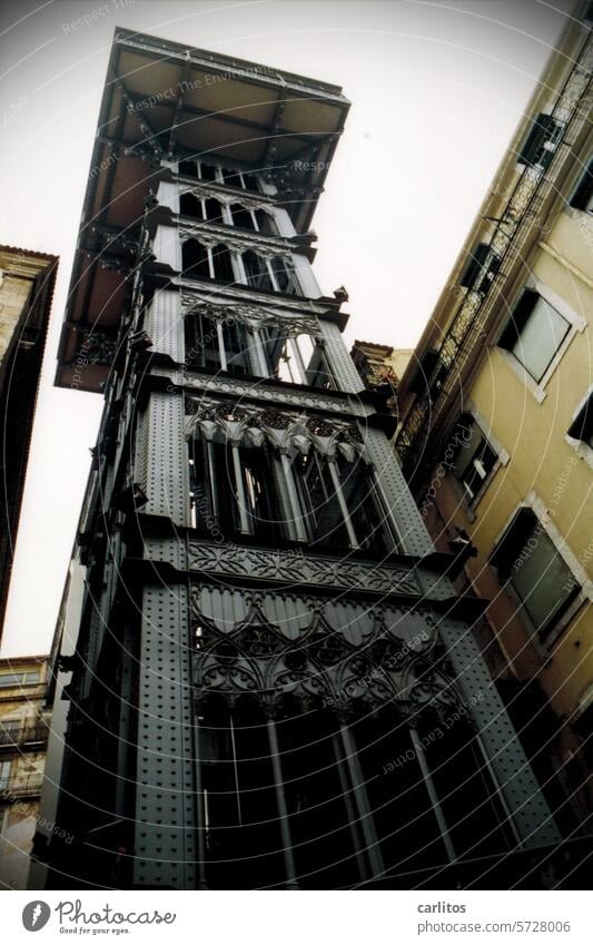 City trips in the 80s | Lisa from Bonn in Lisbon Old town Santa Justa Lift Portugal Elevator eiffel Tourist Attraction Architecture Tourism Historic