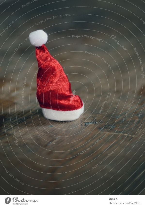 tail Decoration Christmas & Advent Cap Small Red Moody Anticipation Santa Claus hat Point Christmas decoration Wood Table decoration Wooden table Tuft