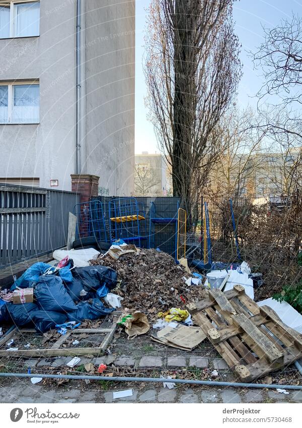 Littering of Berlin IV Environmental pollution waste Garbage dump Waste management Trash Channel real estate dwell Deep depth of field Urbanization