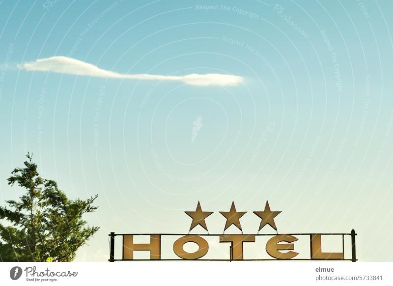 Advertising sign *** HOTEL with tree and cloud in cotton bud shape Hotel advertising sign Signage Orientation overnight spend the night Accommodation