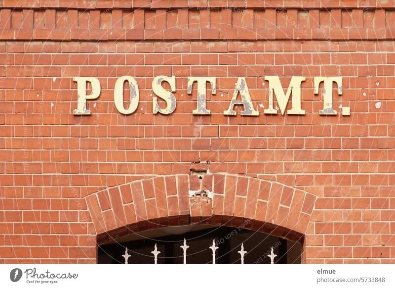 POSTAMT. old lettering on a brick building Post office Mail Brick building bricks dilapidated forsake sb./sth. Transience Memory Change Blog Past lost places