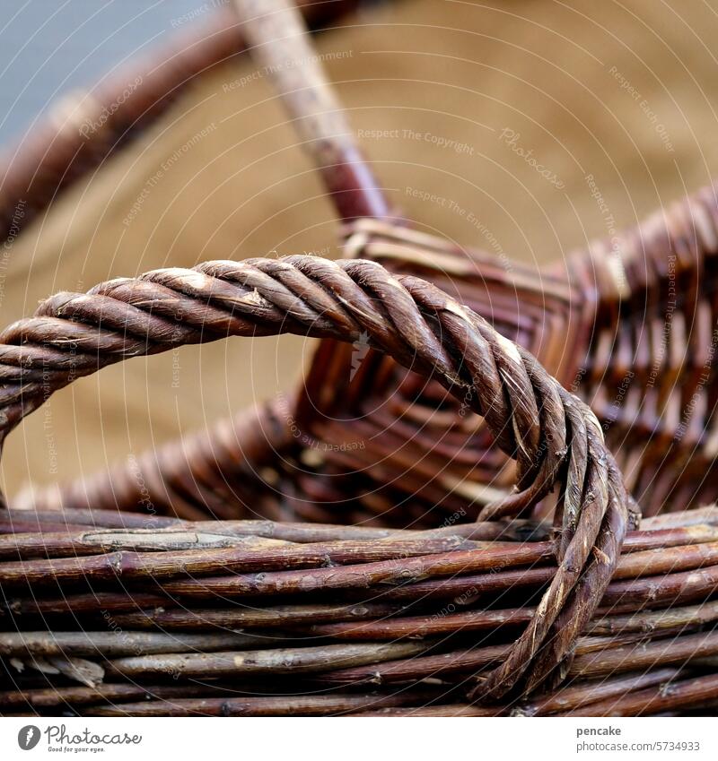 literally | give a basket Basket Empty Markets Craft (trade) Lichen Proverb Wicker basket Close-up Shopping Carrying Keep handle Handle basket