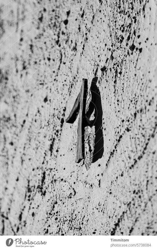 There, house number 1! House (Residential Structure) House number Number 1 house wall Plaster Light Shadow Metal Facade Digits and numbers Old Detail