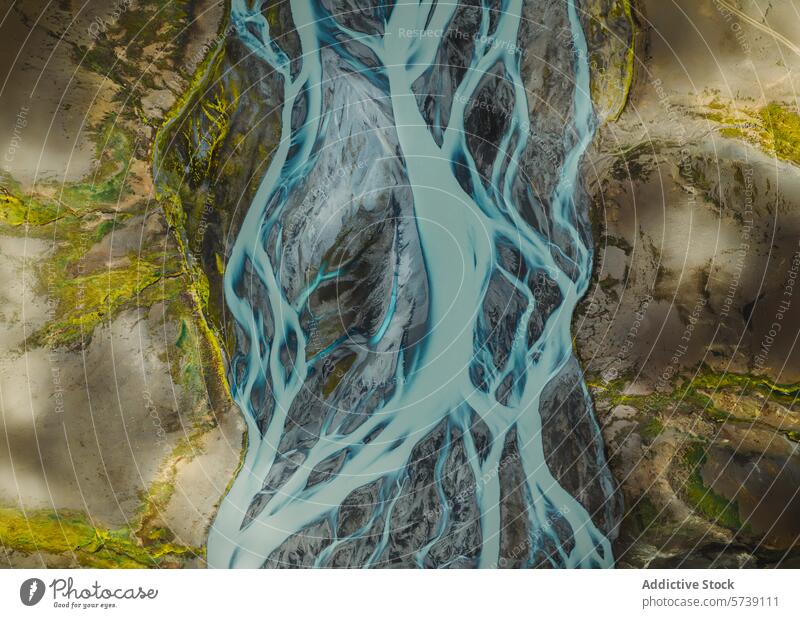 Aerial View of a Serpentine River in Iceland iceland aerial view river serpentine turquoise water landscape rugged nature beauty natural scenic outdoors flowing