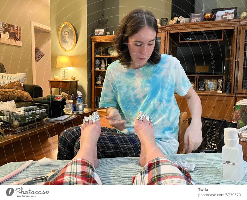Getting a pedicure Pedicure Feet Toes Woman Toenail Feminine Home spa esthetician