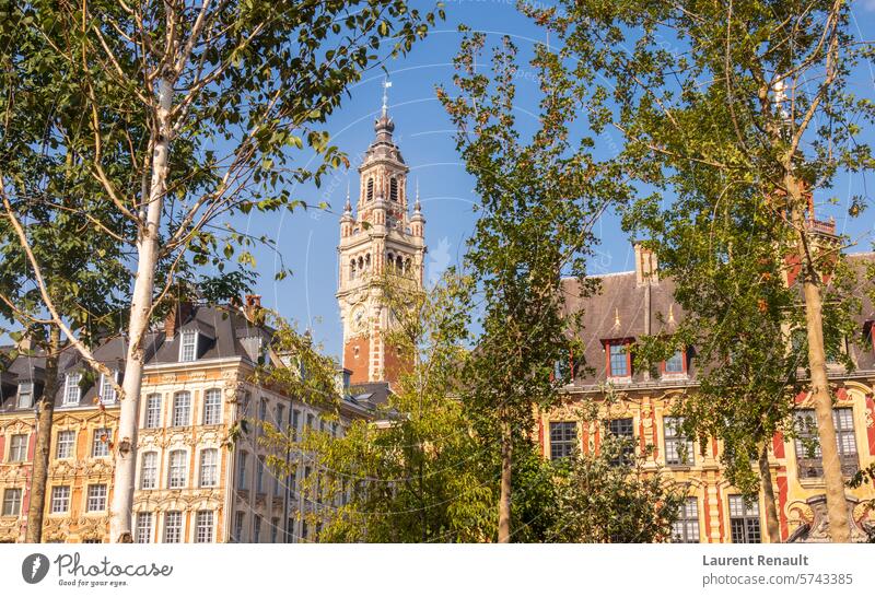 Grand Place in the city of Lille and its belfry France Hauts-de-France architecture chambre commerce destination europe facades famous french grand historic