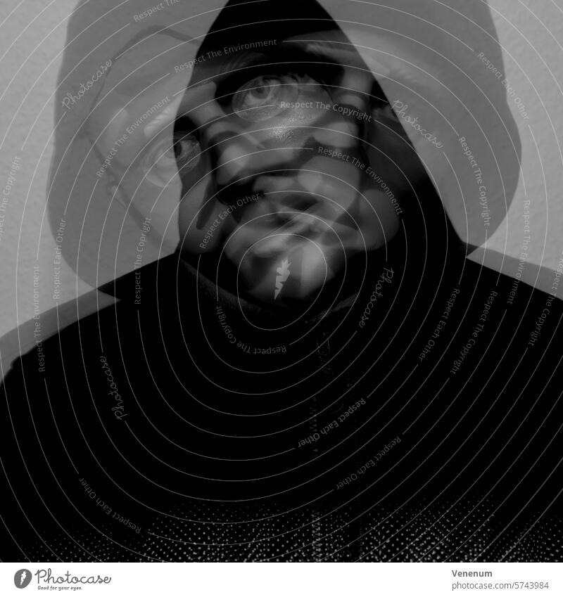 Abstract portrait of a man in black and white Human being peoples Selfie eyes Face abstract photography middle-aged man Man portrait photography portraits