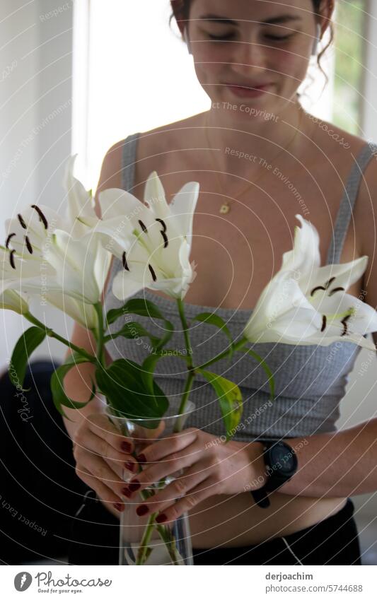 A bouquet of flowers as a gift for an enchanting girl. Bouquet" Vase Blossom Flower Blossoming Plant Day pretty Interior shot Vase with flowers Decoration White