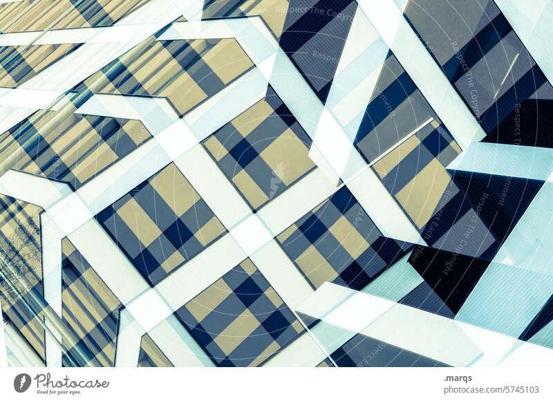 change of perspective Abstract Line Across Illustration Modern Facade Double exposure Design Structures and shapes Background picture Geometry Sharp-edged