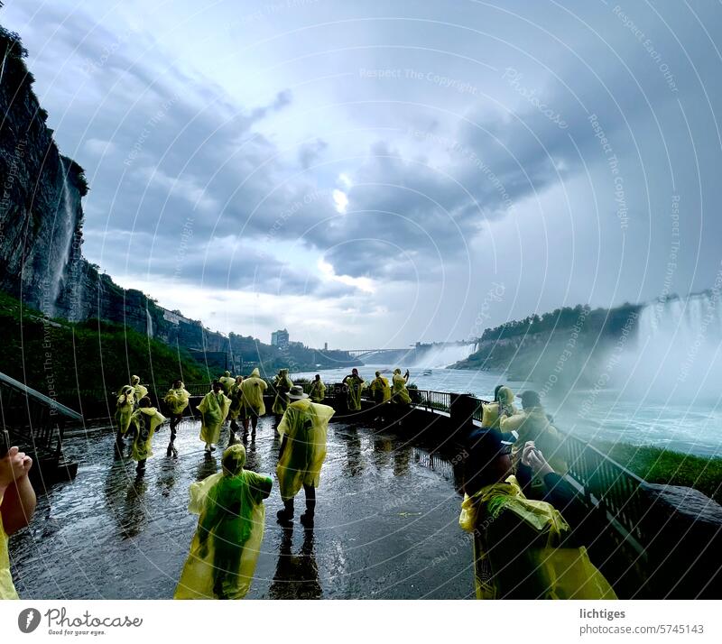 April weather at Niagara Falls Rain Gale Waterfalls rain shelter people group peril
