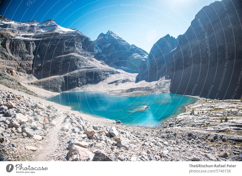 Glacial lake surrounded by mountains Lake Canada Water Mountain Rocky Mountains vacation travel Hiking Lake O'Hara forests Vacation & Travel Landscape