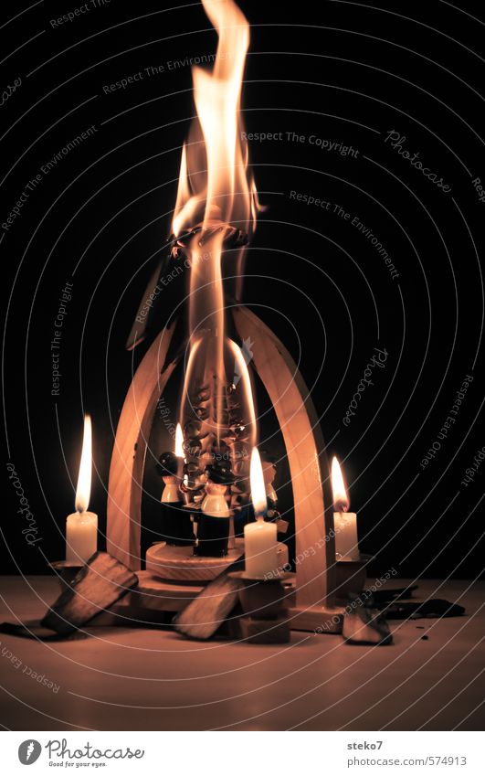 soon it will be over Fire Candle Wood Hot Trashy Dangerous Disaster End Adversity Transience Destruction Burn Burnt Christmas & Advent Christmas pyramid Flame