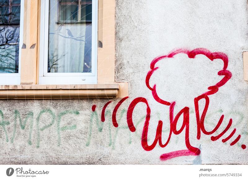 Was Politics and state War Sign Solidarity Word Letters (alphabet) typography protest Facade Wall (building) was Graffiti Aggression Might Symbols and metaphors