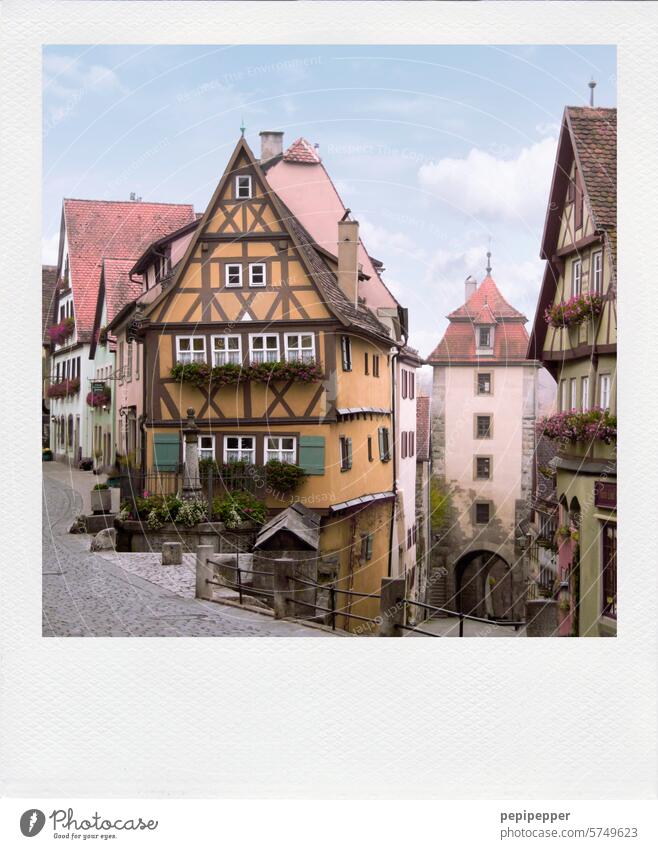 Half-timbered house Rothenburg ob der Tauber Germany Bavaria Vacation & Travel Exterior shot Colour photo Deserted Tourism Half-timbered facade half-timbered