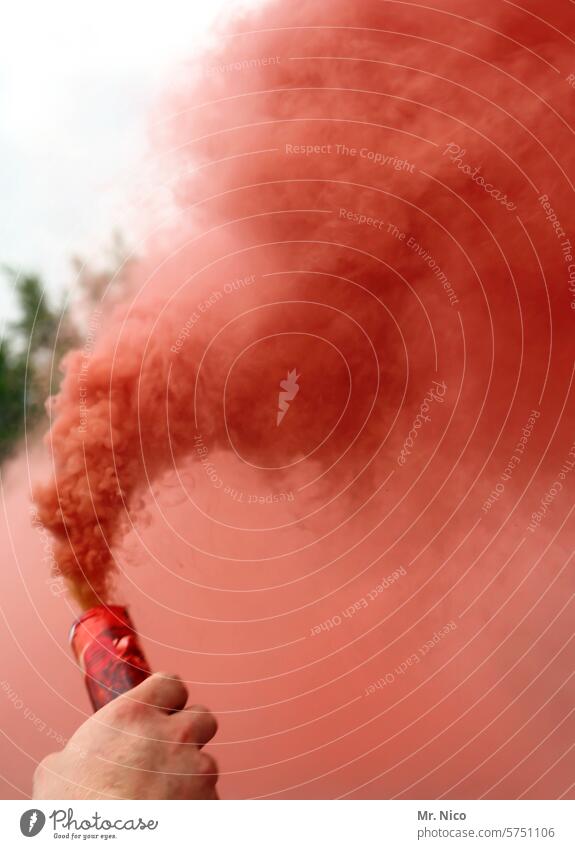 proverbial | much smoke for nothing Smoke pyro Provocative Pyrotechnics Smoke bomb Dangerous Fog Smoke cloud Smoke signal Signal Fan Red Euphoria Firecracker