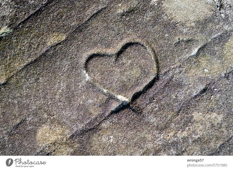 Heart in the sandstone rock scoring Sandstone sandstone rocks Display of affection Declaration of love Love Romance Infatuation Emotions Sign Colour photo