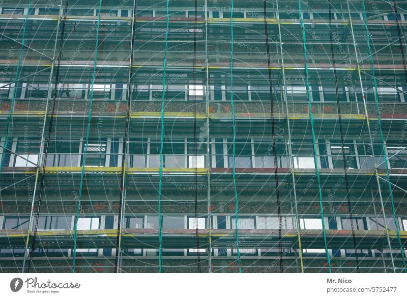 scaffolding Scaffolding Construction site Net Facade Redecorate Covers (Construction) Modernization Redevelop Safety Workplace Building scaffold tarpaulin Green