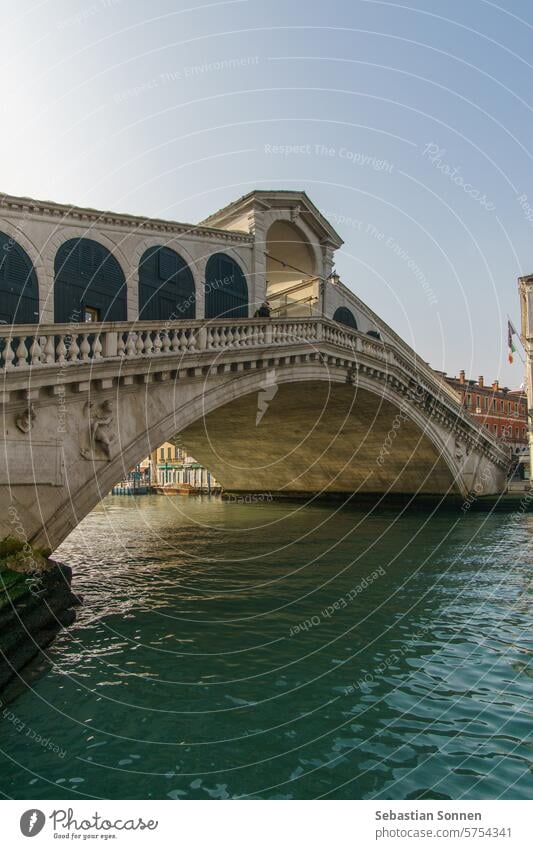 The famous Rialto bridge over the Canal Grande on a sunny winter day, Venice, Veneto, Italy rialto tourism grand canal venice travel tourist veneto venezia