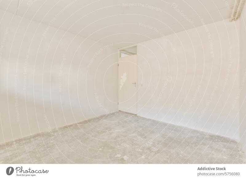 Empty room ready for renovation with textured floor empty concrete wall space interior white blank undecorated residential construction home housing plaster