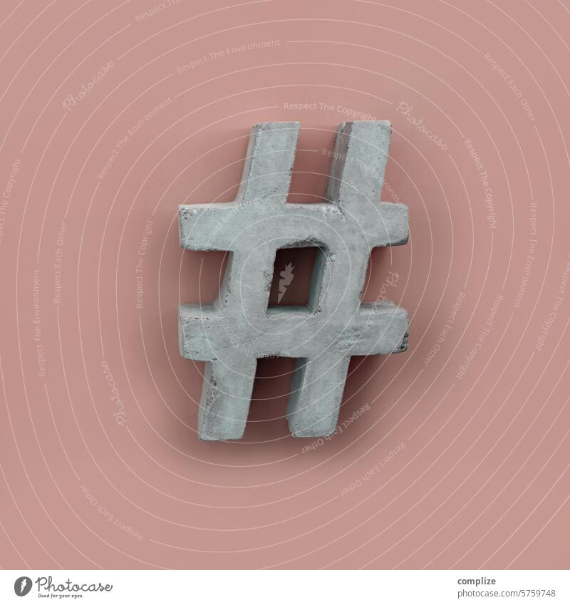 #Hashtag made of concrete on an old pink background dusky pink Pink hash hash day Tagging (graffiti) Day post social media Instant messaging Write contribute