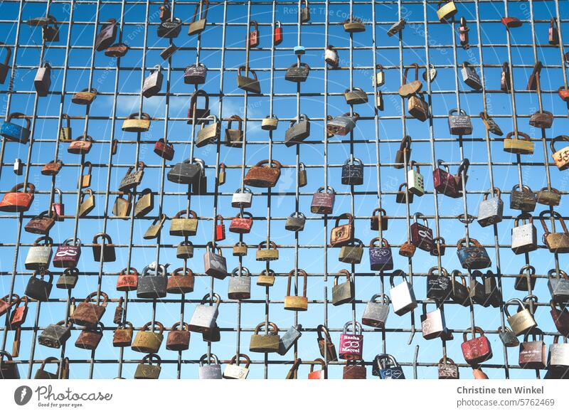Lots of love Love Locks Love padlock Display of affection Padlocks Romance Loyalty Infatuation Together Relationship Kitsch Emotions Happy forever