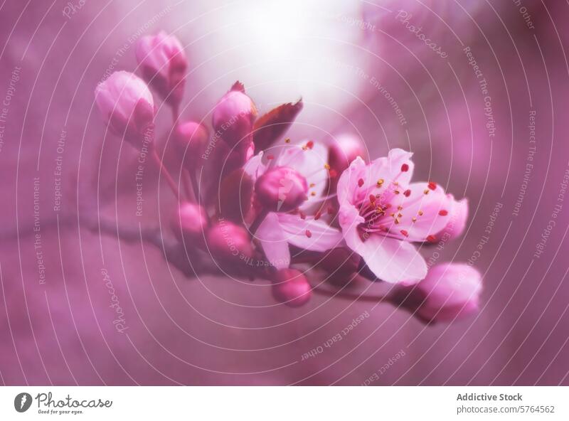 Serene Almond Blossoms in Soft Pink Hues soft pink tranquil spring pastel color floral delicate serene purple background nature bloom petal flower peaceful