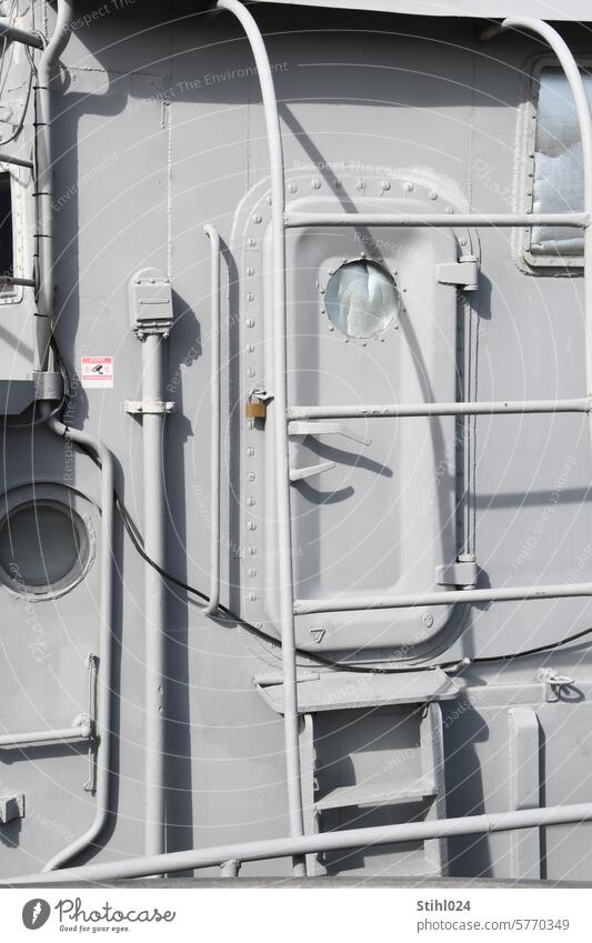 gray in gray - ship superstructures of the German Navy gray German Navy Deck structure Ladder door Bulkhead Watertight sea festival seaworthy Navigation