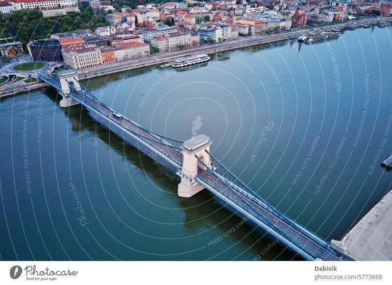 Aerial View of Budapest Cityscape Along the Danube River chain bridge cityscape Hungary aerial view skyline Pest landmarks historical riverbank landscape