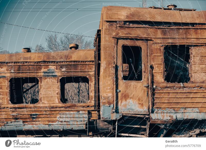 damaged and burnt trains in Ukraine Donetsk Kharkov Kherson Kyiv Lugansk Mariupol Russia Zaporozhye abandon abandoned attack bahmut blown up broken burned out