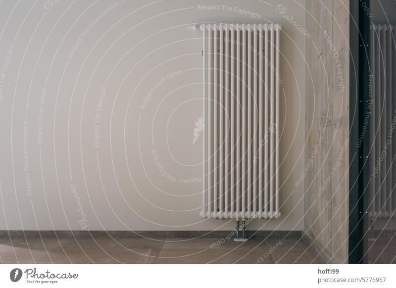 Radiators well balanced in warm tones Heating Heater Wall (building) Elegant White Warmth Dry Modern Bright Minimalistic Interior shot Clean Gloomy Accuracy
