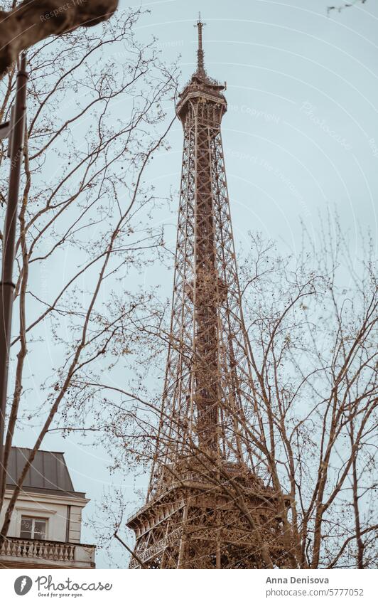 Paris, France, Eiffel tower during early spring paris france street french travel cityscape urban gloomy tourism landmark europe building famous historic old